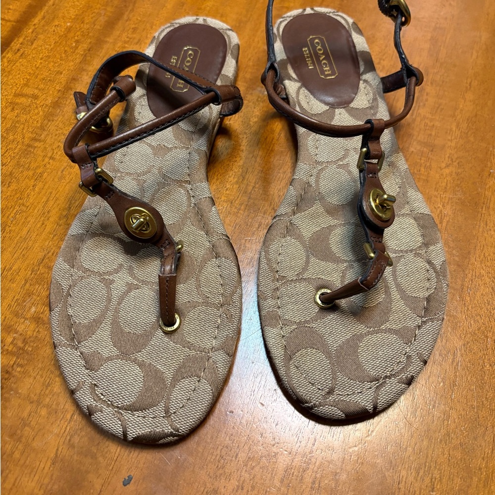 Coach Tan and Brown Sandals